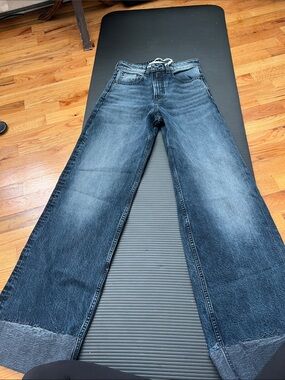 Re/Done like jeans crescent bahuman Women's Wide Leg Washed Blue Denim Jeans 25